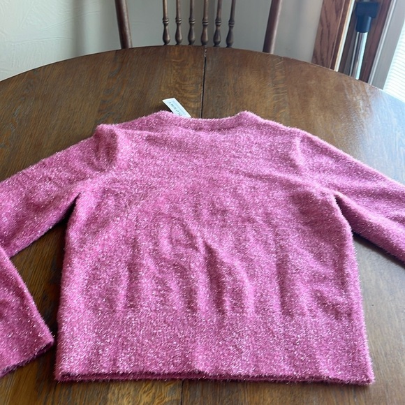 NWT Old Navy Eyelash Sweater Pink Glitter Size Medium Crew Neck Long Sleeves - Picture 13 of 13